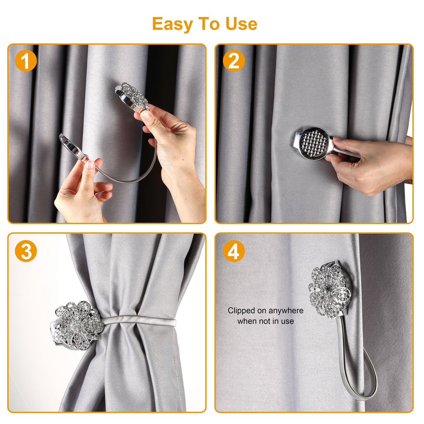 Crystal Magnetic Curtain Tiebacks
