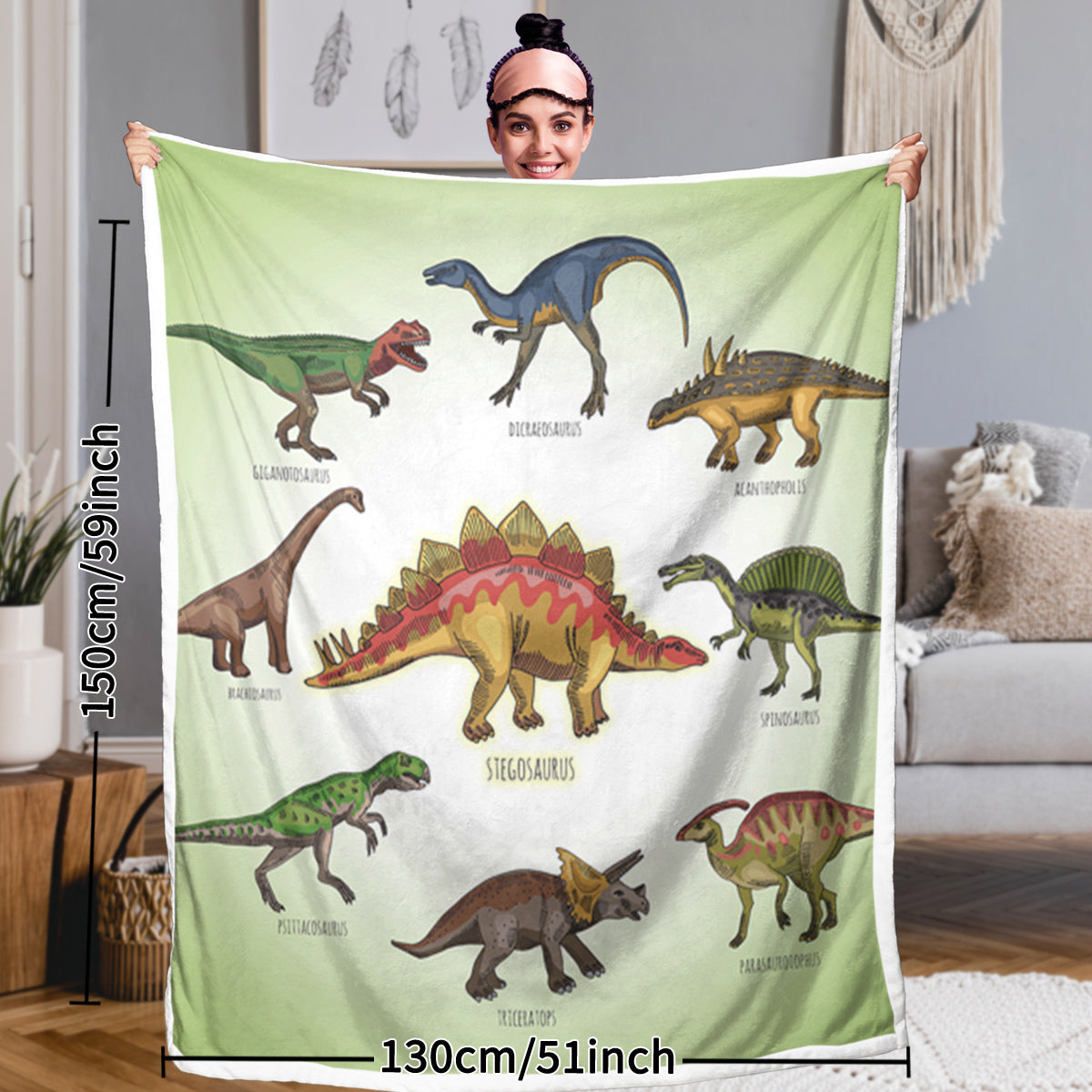 The Dino-Family Sherpa Throw