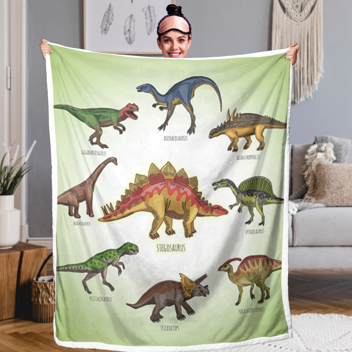 The Dino-Family Sherpa Throw