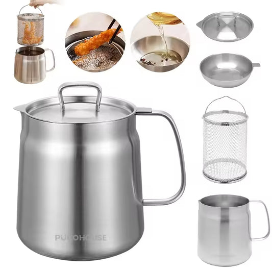 The 2L Oil Keeper & Fine-Mesh Strainer