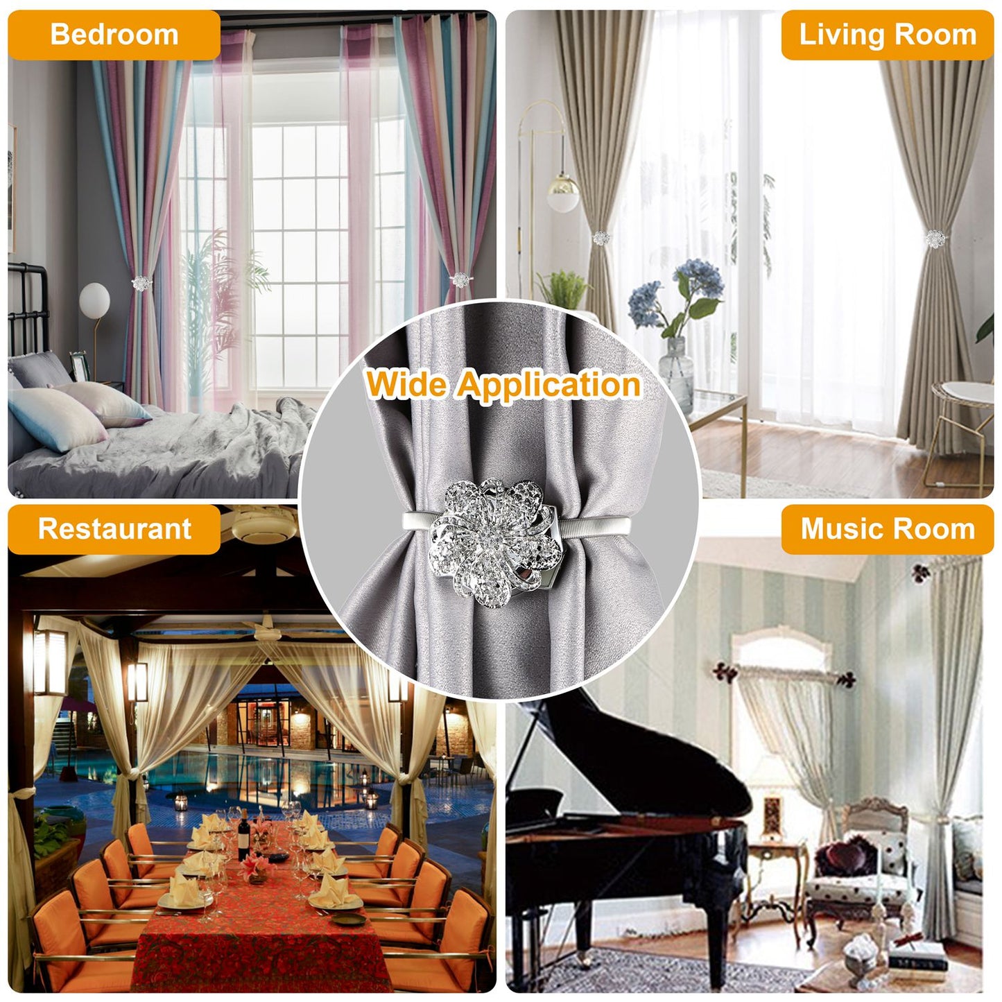 Crystal Magnetic Curtain Tiebacks